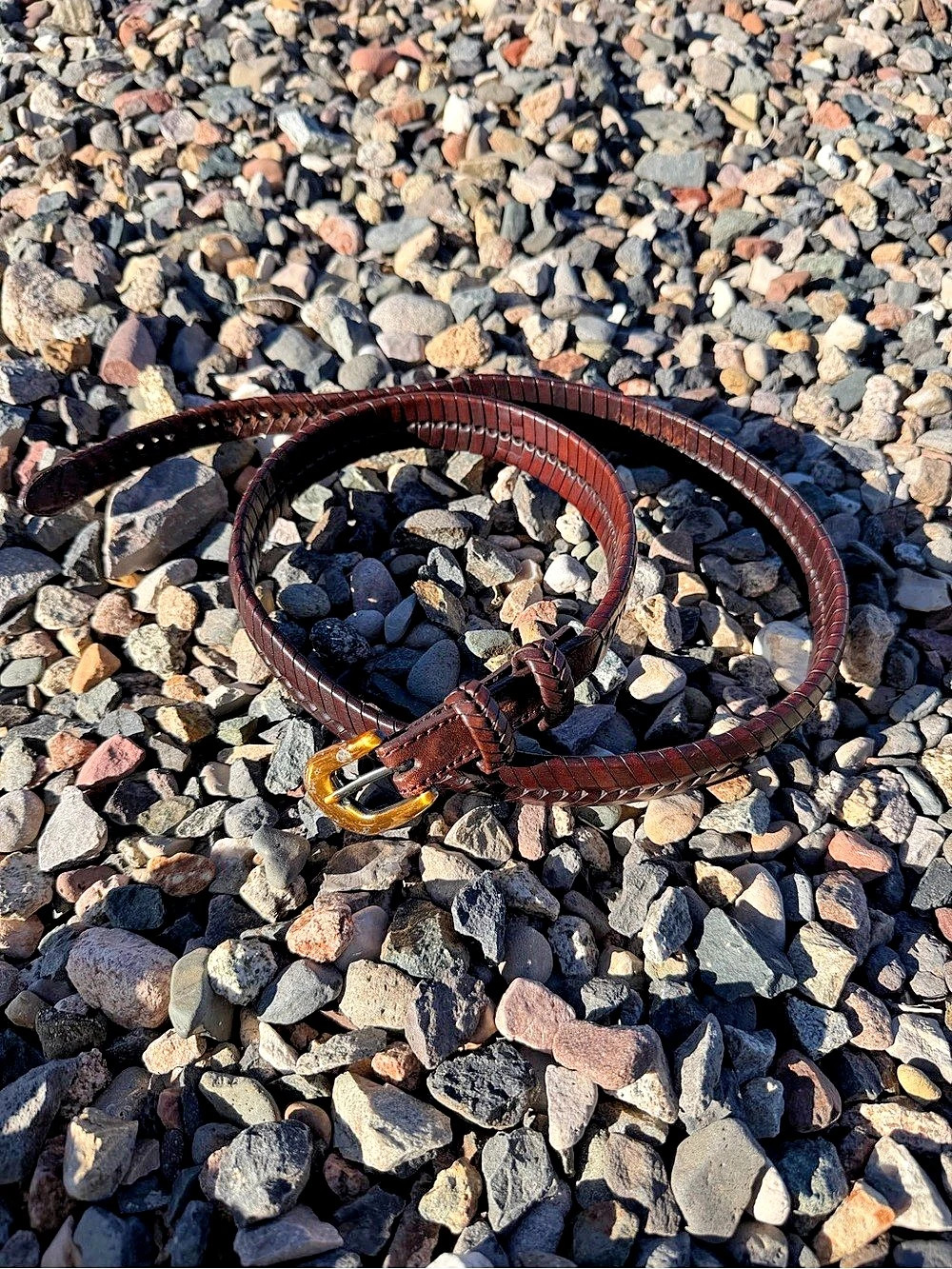 Vintage Brown Woven Leather Belt Size 40 Braided Western Boho Gold Buckle Styles